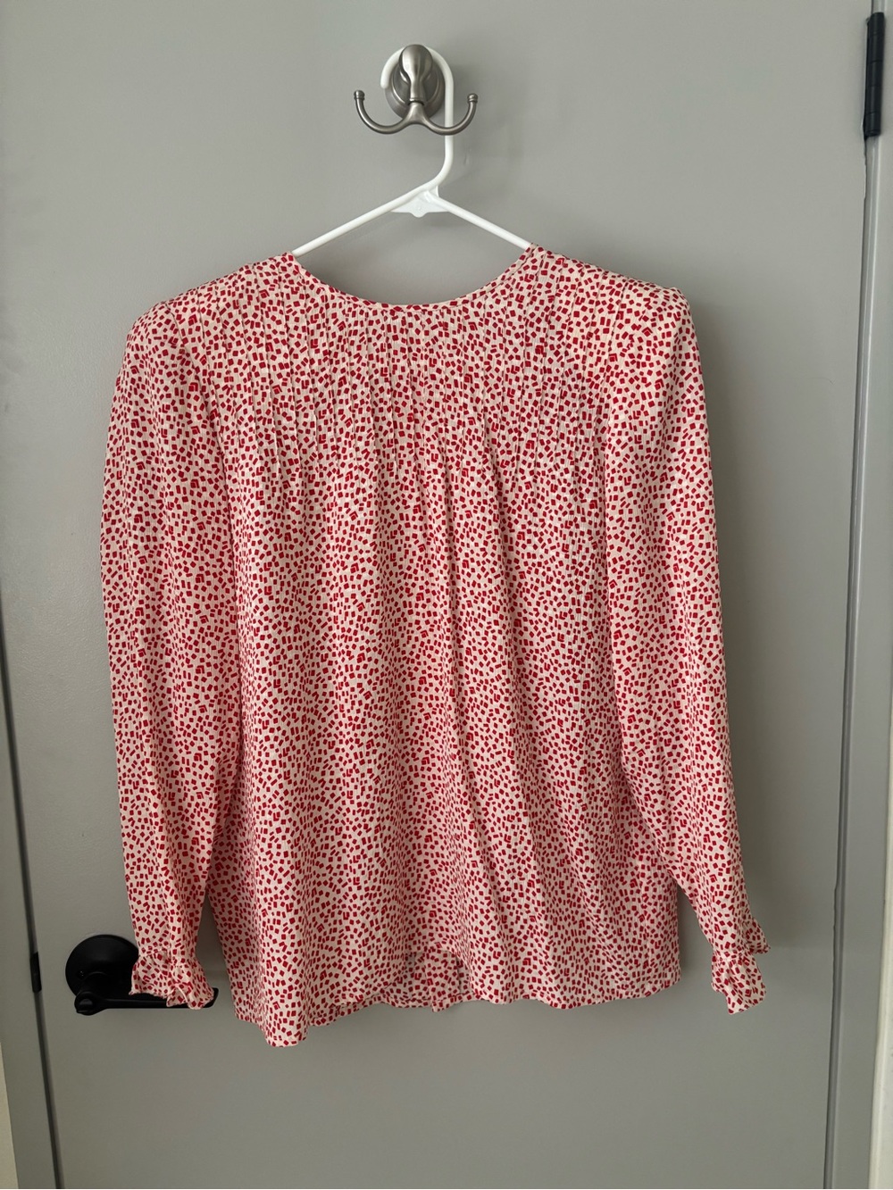 Vintage Valentino Miss V 100% Silk Red & Ivory Blouse Skirt Set